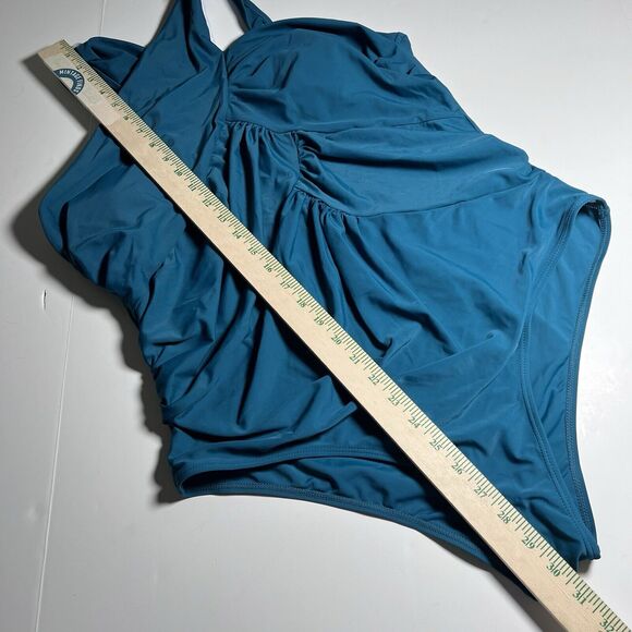 Bloomchic Swimsuit Women’s 2X Cross Wrap Sculpt Waist One Piece Teal - Picture 13 of 13